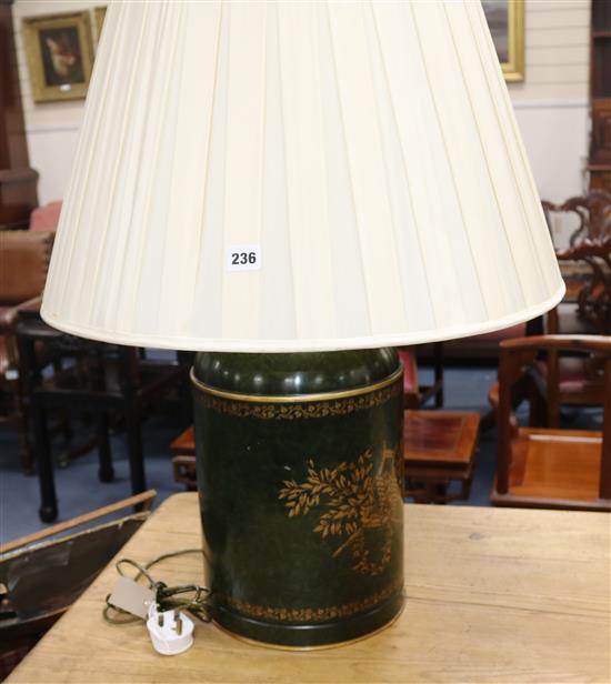 A pair of caddy lamps and shades